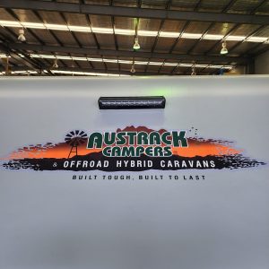 Front "Austrack Campers" Sticker to suit Series 3 campers