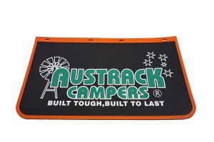 Austrack Mudflap FRONT WIDE - 595 x 350 - ORANGE TRIM